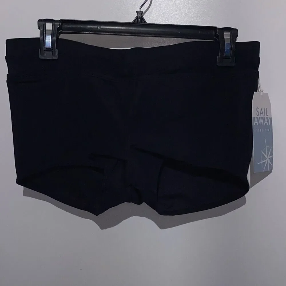 Sail Away Women's‎ Black Elastic Waistband Stretch Swim Shorts Small NWT
